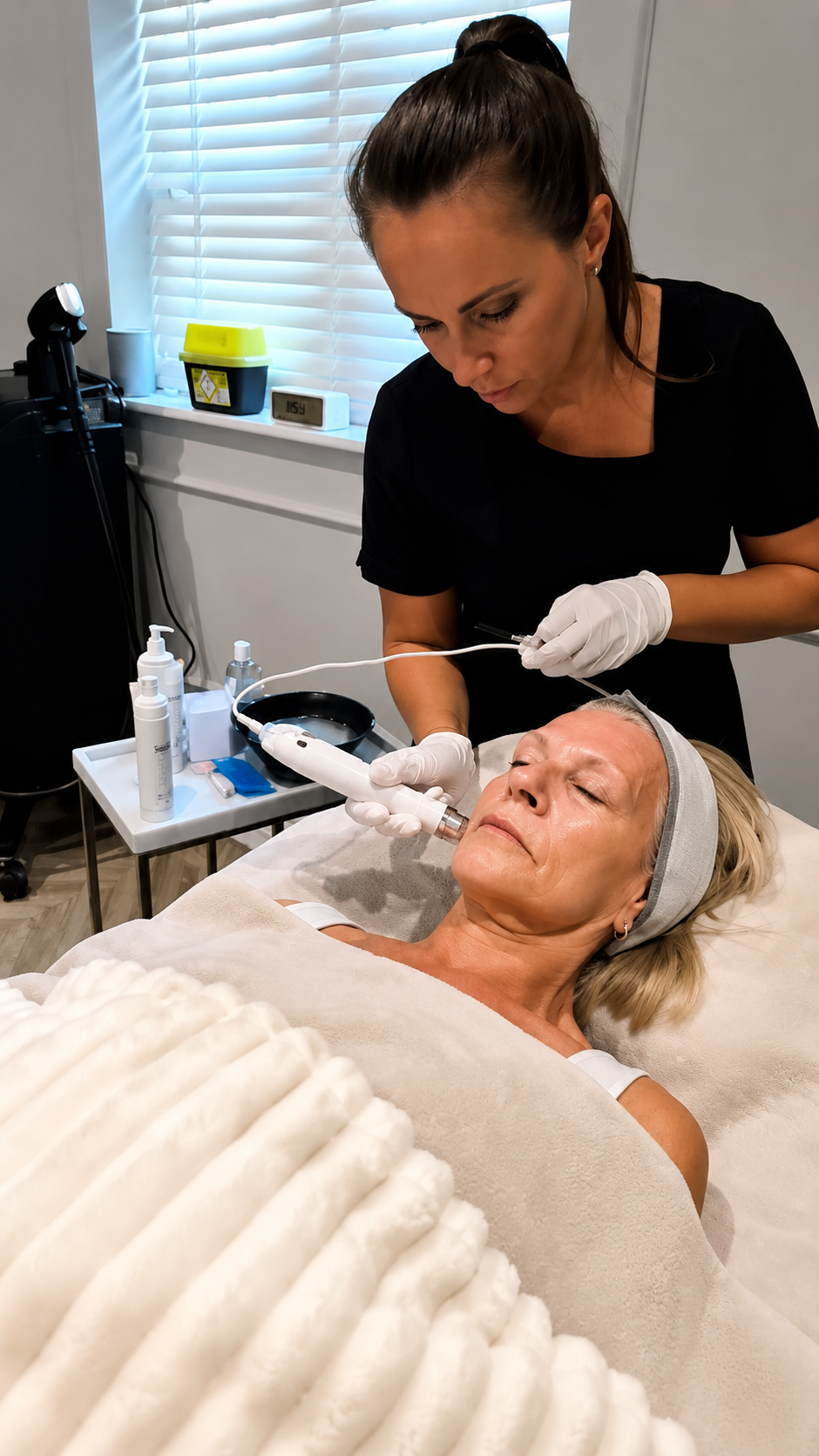 Claire delivering an advanced facial treatment